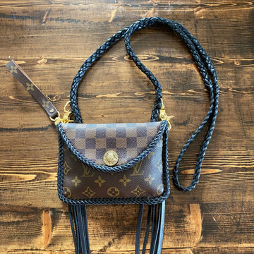 The Falcon with back pocket - Black Damier/Monogram Mix Wristlet/Crossbody/Clutch