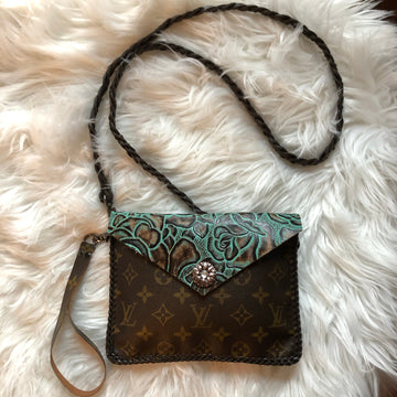 The Falcon - TurquoisePrestige Totes Bags Monogram Wristlet/Crossbody/Clutch