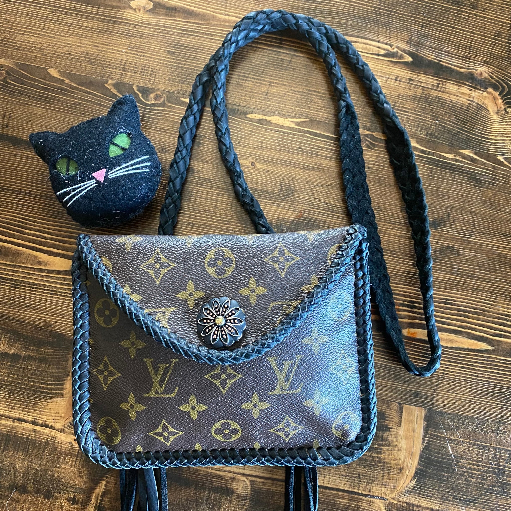 The Falcon with Back Pocket - Black Monogram Wristlet/Crossbody/Clutch