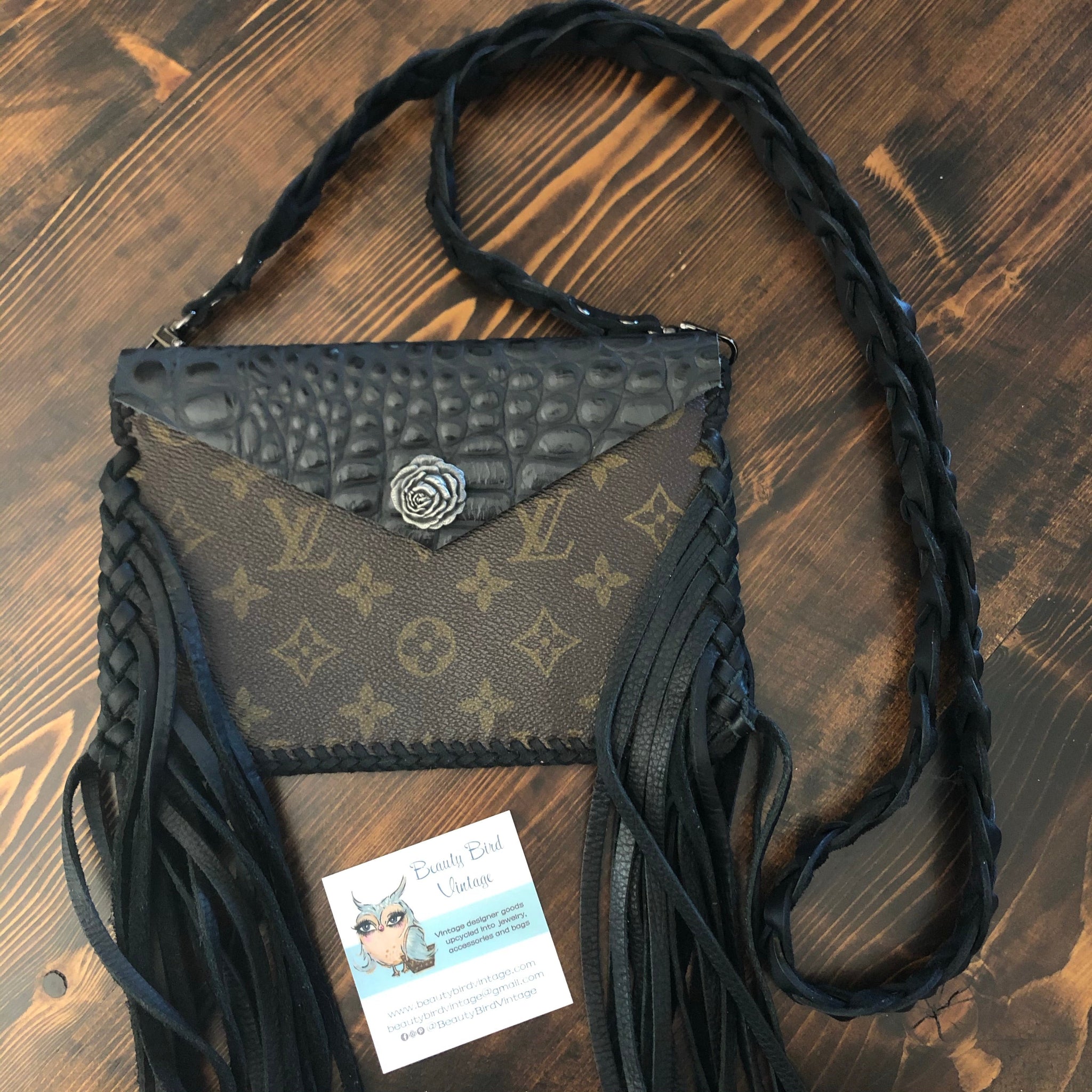 The Fringed Wren - BlackPrestige Totes Bags Wristlet/Crossbody/Clutch Bag in Monogram