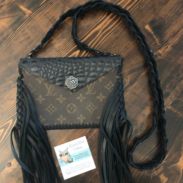 The Fringed Wren - BlackPrestige Totes Bags Wristlet/Crossbody/Clutch Bag in Monogram
