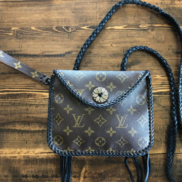The Falcon with Back Pocket - Black Monogram Wristlet/Crossbody/Clutch