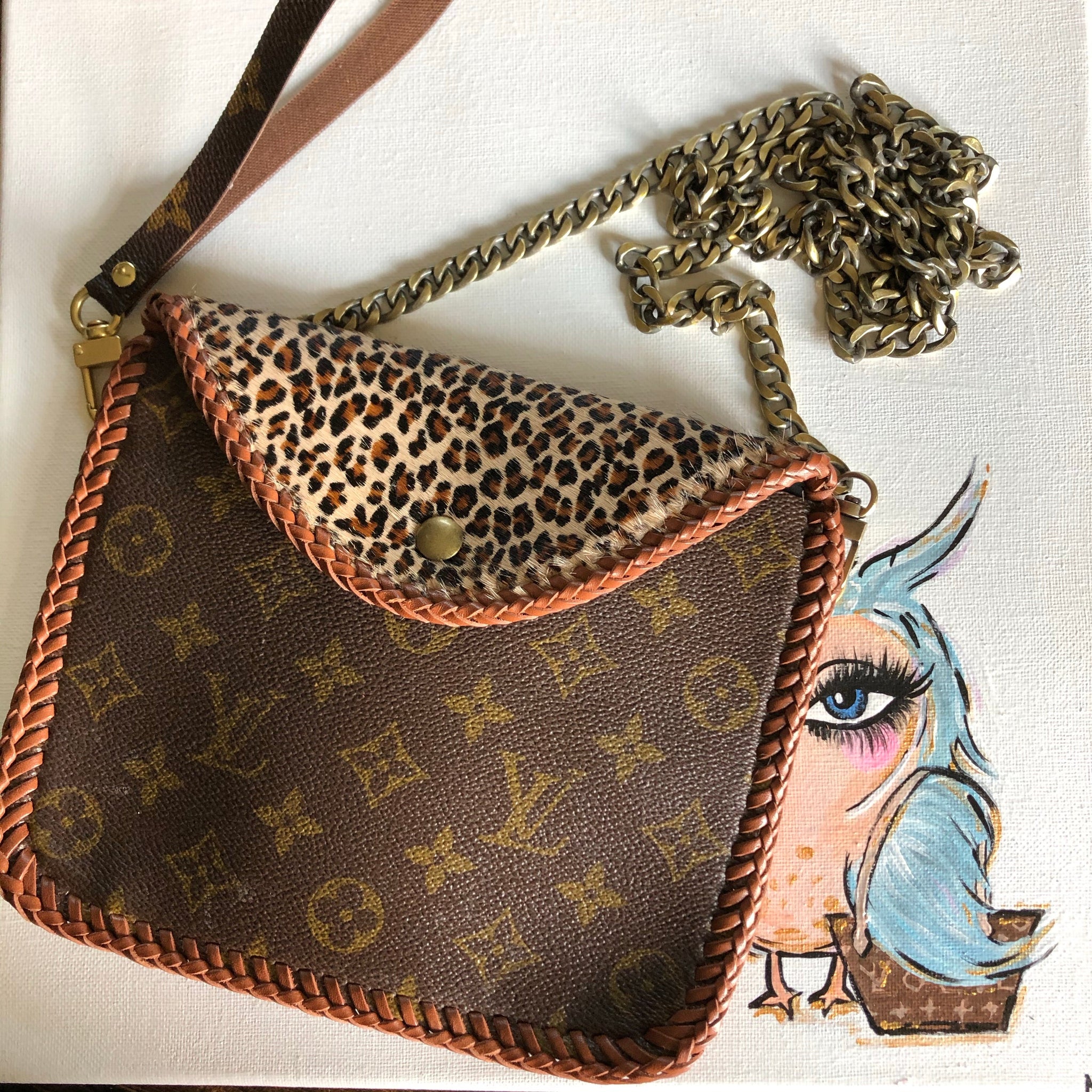 The Falcon - Leopard Hair-on-HidePrestige Totes Bags Wristlet/Crossbody/Clutch