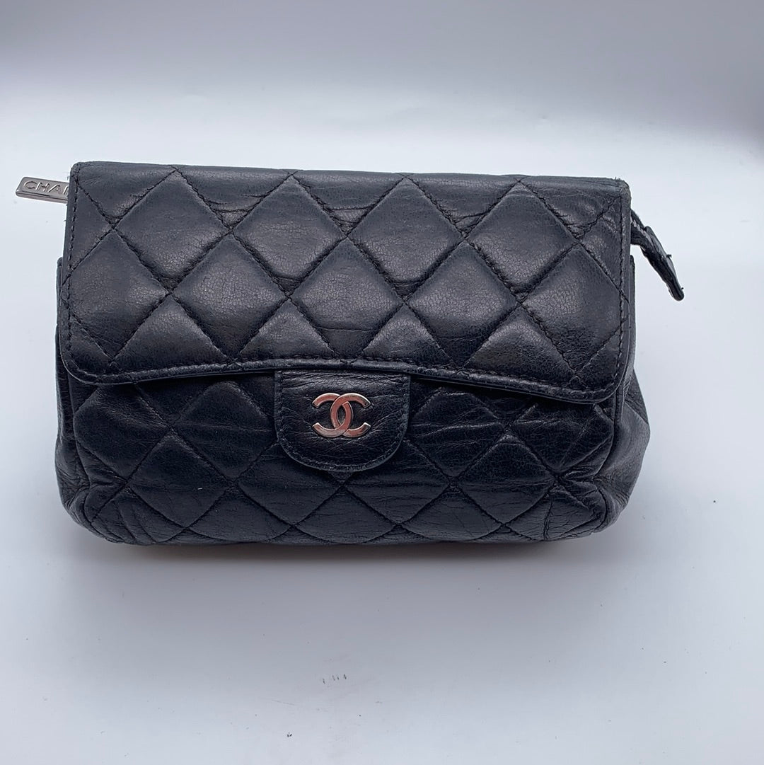 Chanel Black Clutch Bag with Mirror