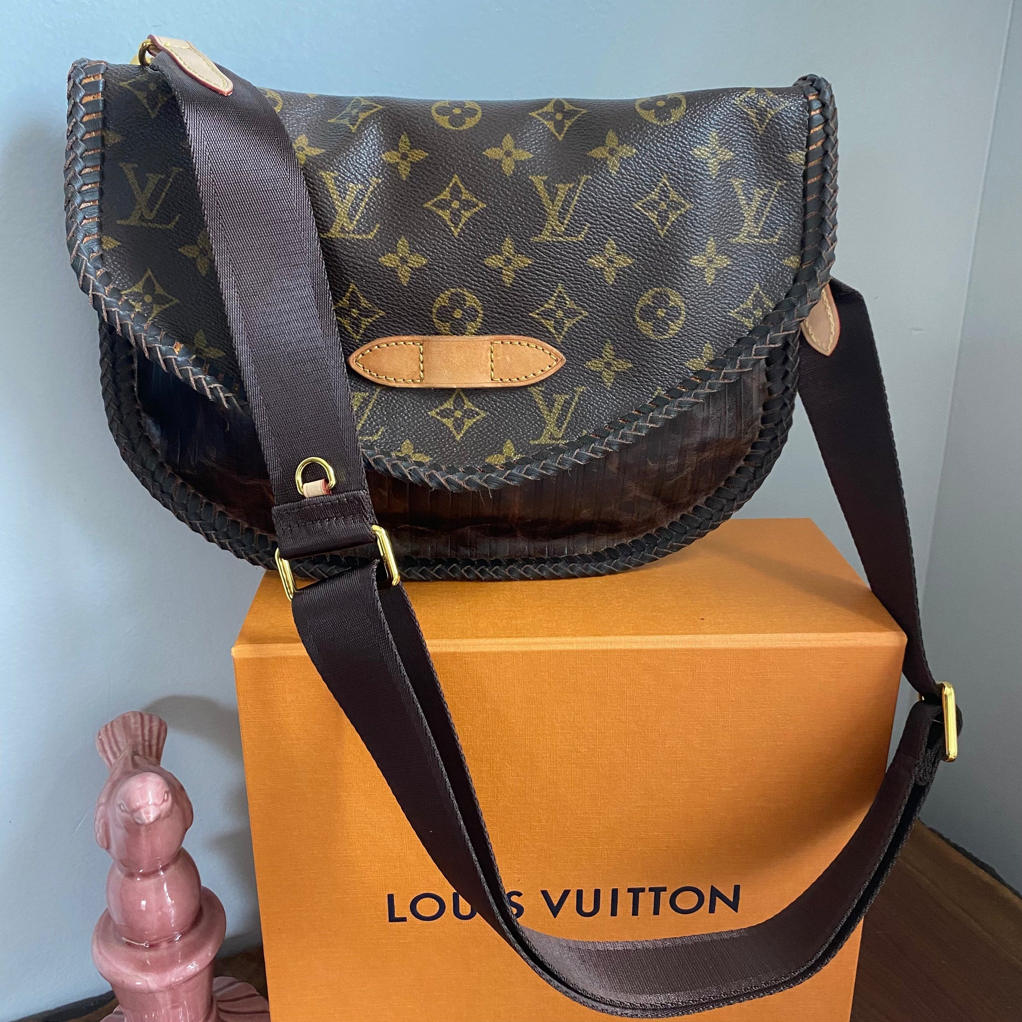 The Peacock Messenger -Prestige Totes Bags Monogram with Brown Leather