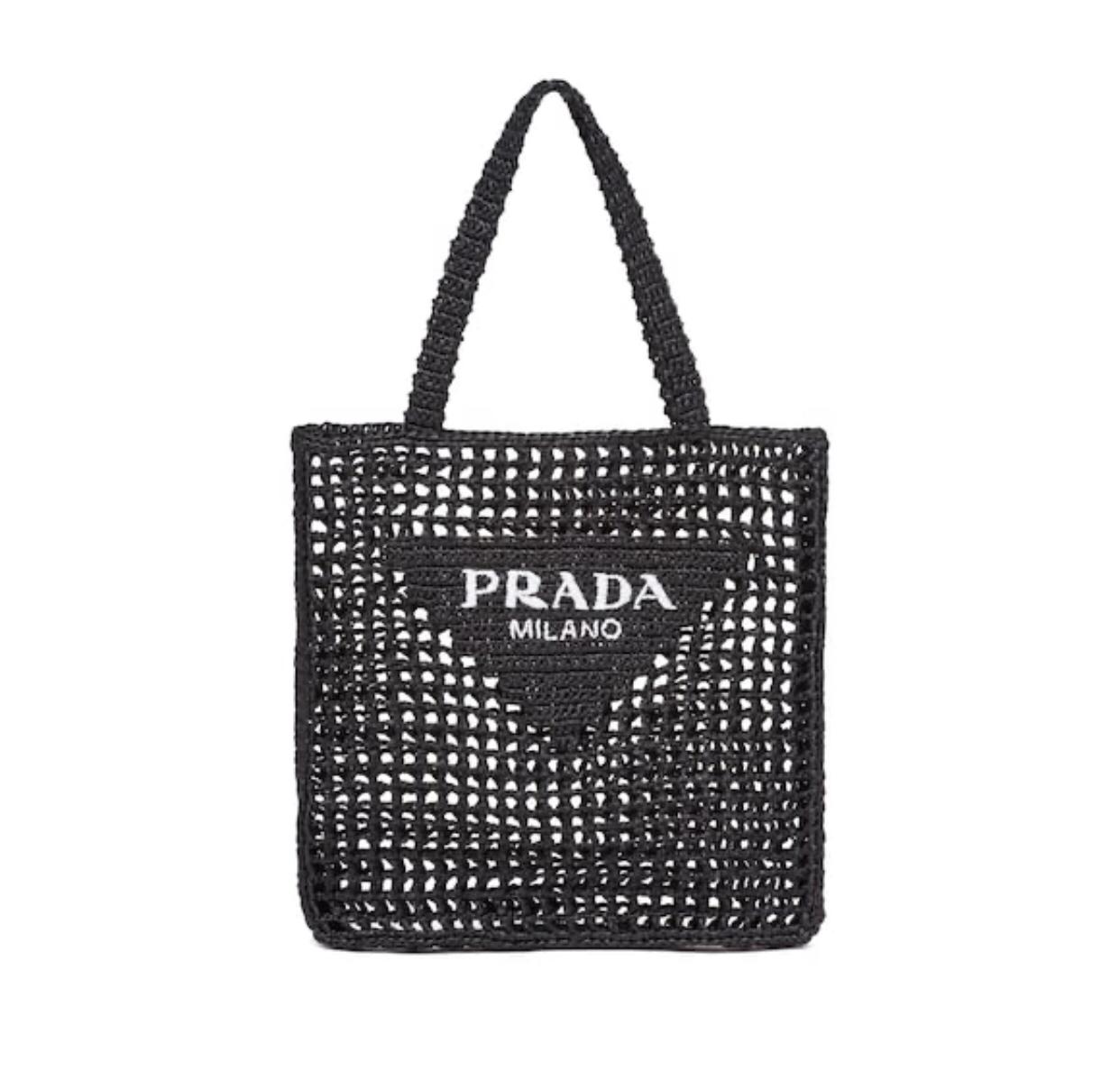 Prada Raffia Tote Bag (Black)