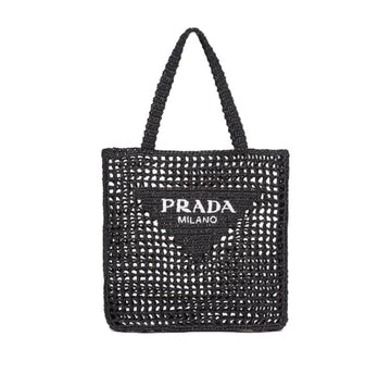 Prada Raffia Tote Bag (Black)