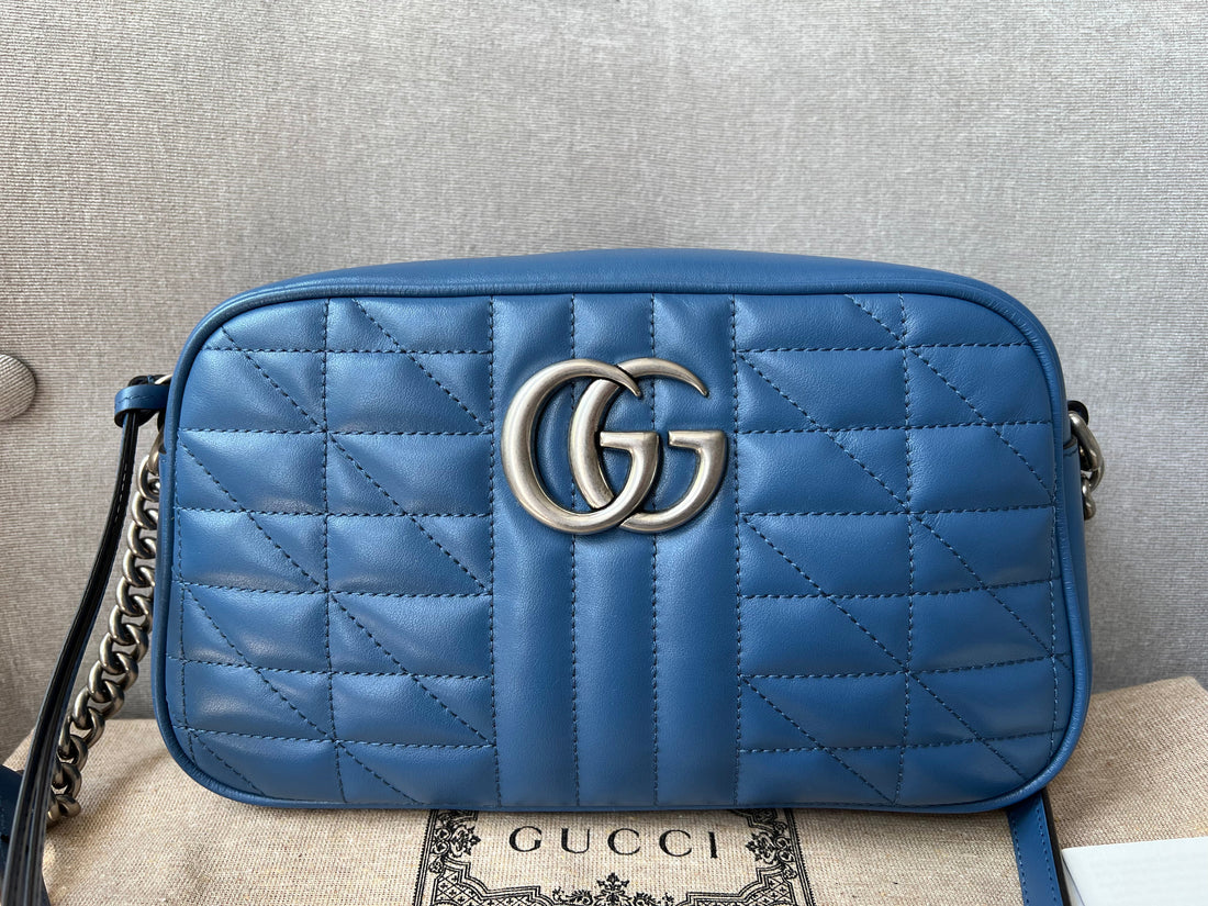 Gucci Aria GG Blue Marmont Small Shoulder Bag (RRP £1250)