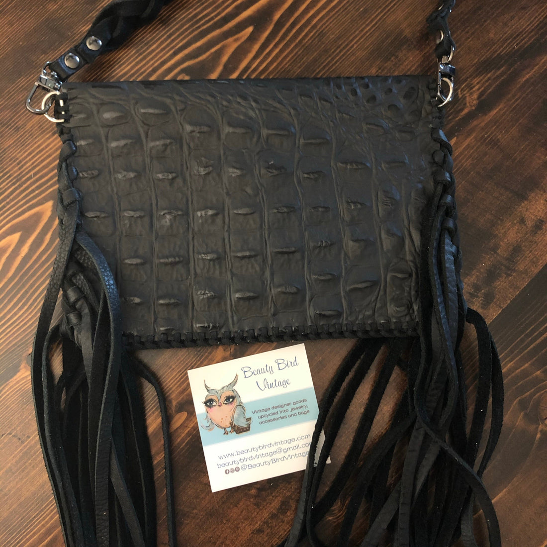 The Fringed Wren - BlackPrestige Totes Bags Wristlet/Crossbody/Clutch Bag in Monogram