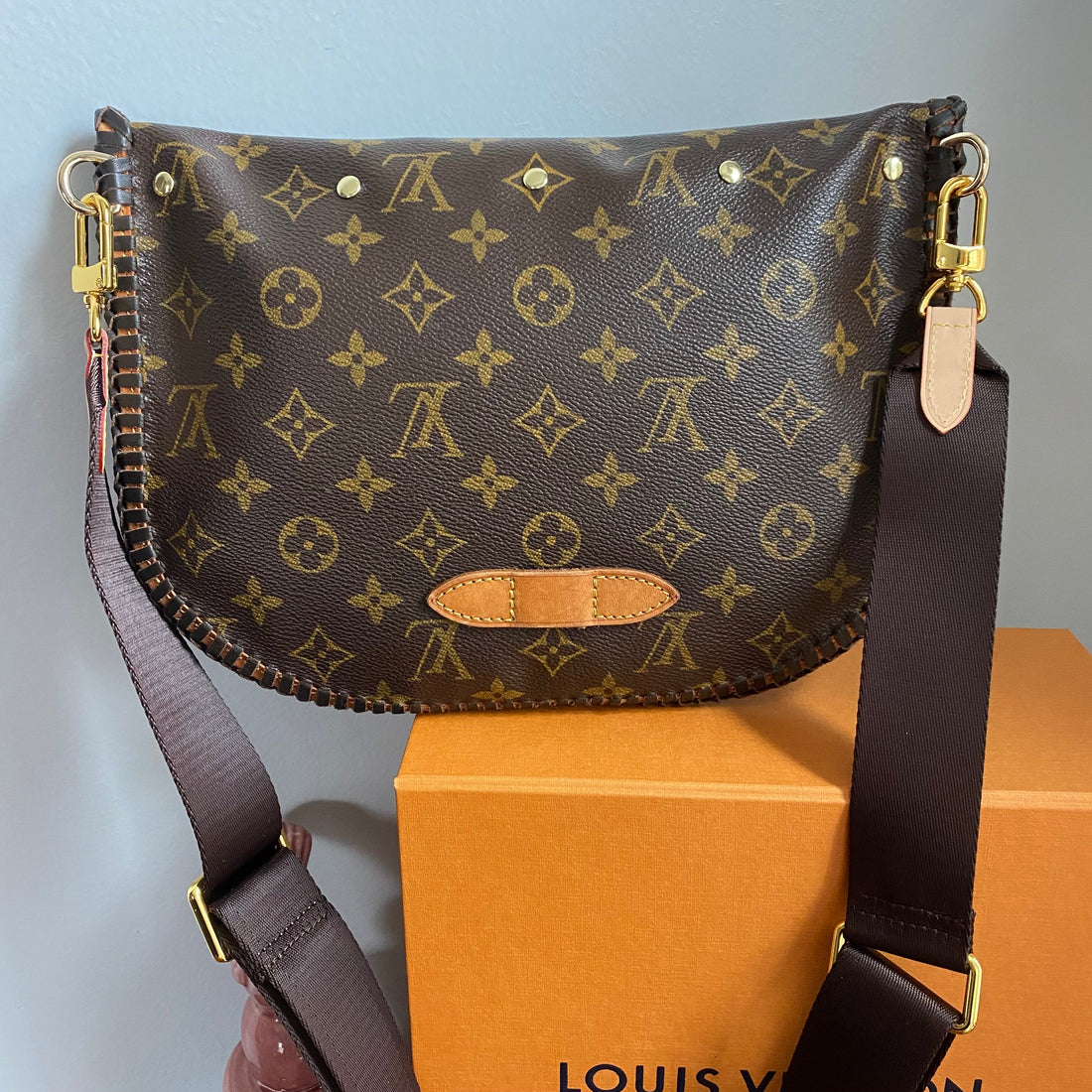 The Peacock Messenger -Prestige Totes Bags Monogram with Brown Leather