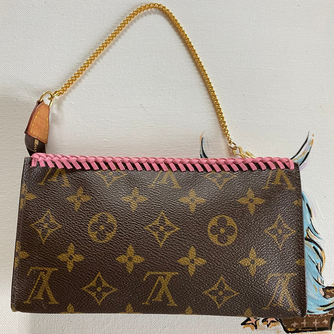 The Junco -Prestige Totes Bags Monogram in Pink Wristlet