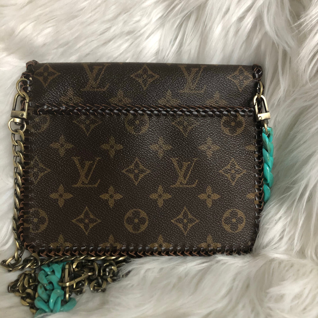 Kathy's Special Falcon - Turquoise Monogram Wristlet/Crossbody/Clutch with back pocket