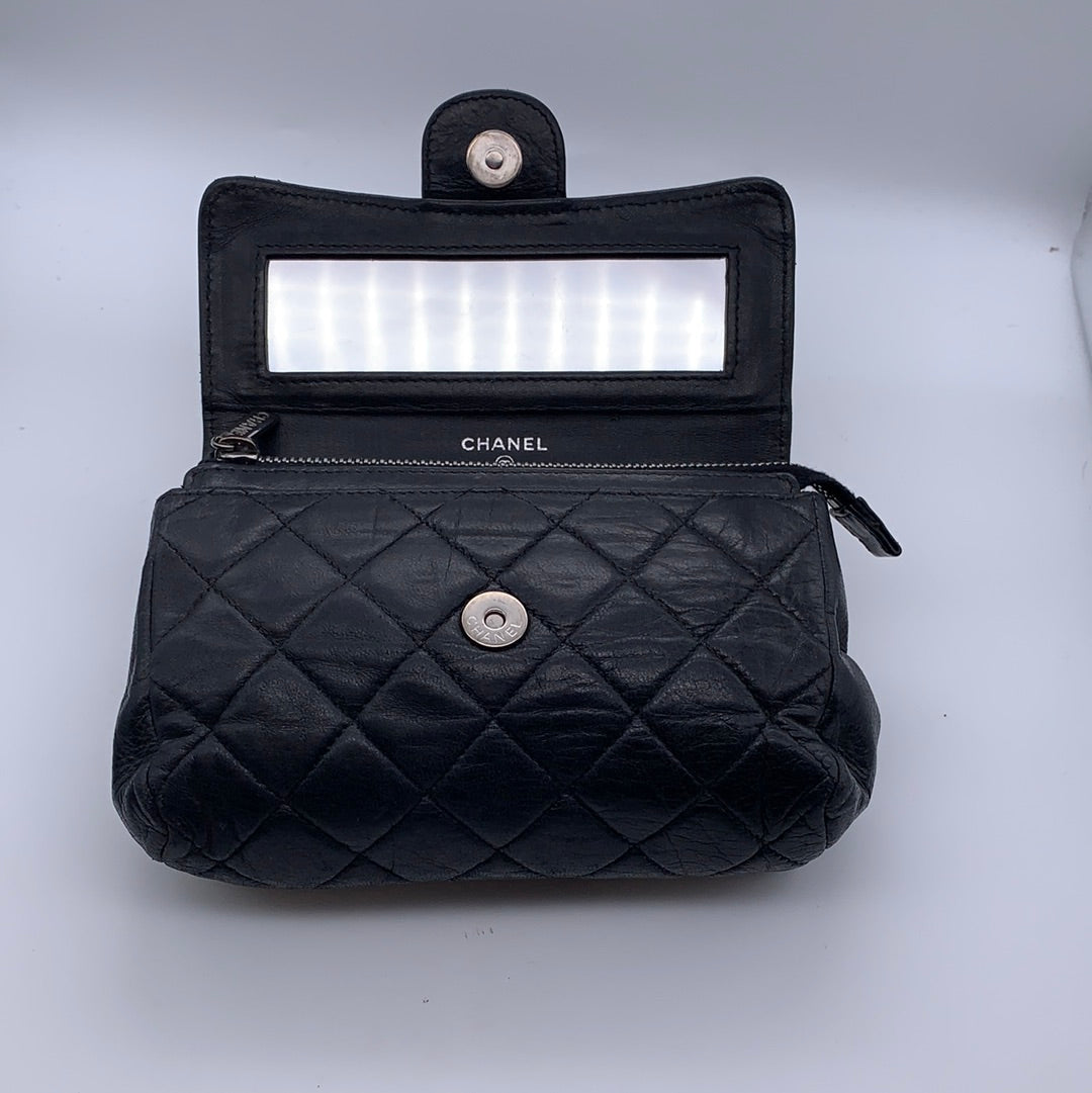 Chanel Black Clutch Bag with Mirror