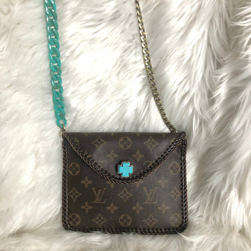 Kathy's Special Falcon - Turquoise Monogram Wristlet/Crossbody/Clutch with back pocket