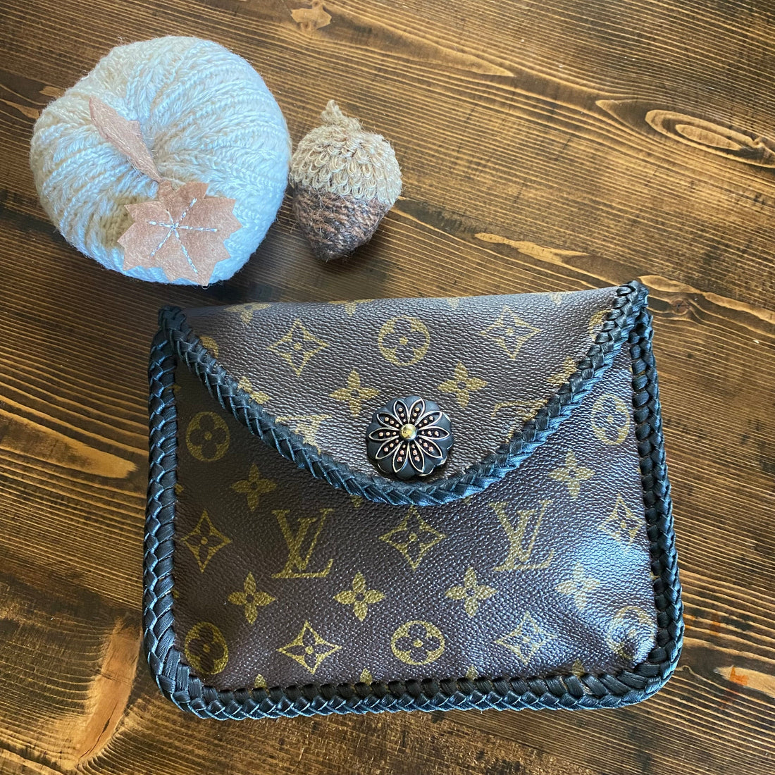 The Falcon with Back Pocket - Black Monogram Wristlet/Crossbody/Clutch