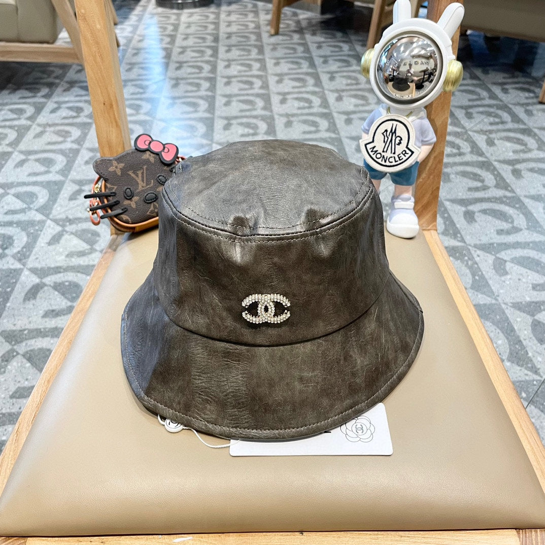 CHANEL BUCKET HAT IN WOOD BROWN CALFSKIN 431731