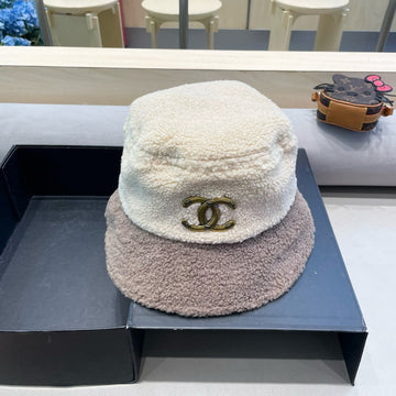 CHANEL BUCKET HAT IN BEIGE MIX WENGE BROWN LAMB WOOL 431623