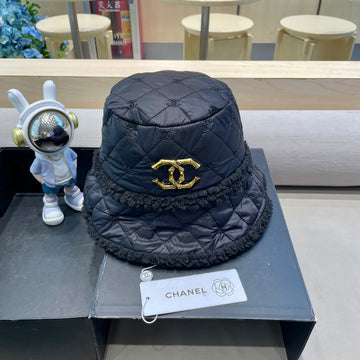 CHANEL BUCKET HAT IN BLACK LAMB WOOL AND THICK COTTON 431683