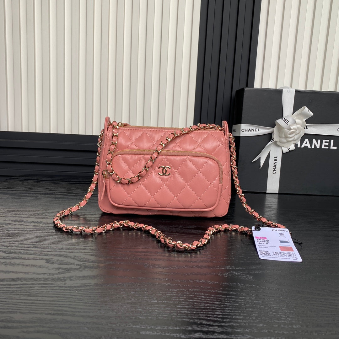 CHANEL 25C Clutch With Strap 21cm Light Pink Calfskin