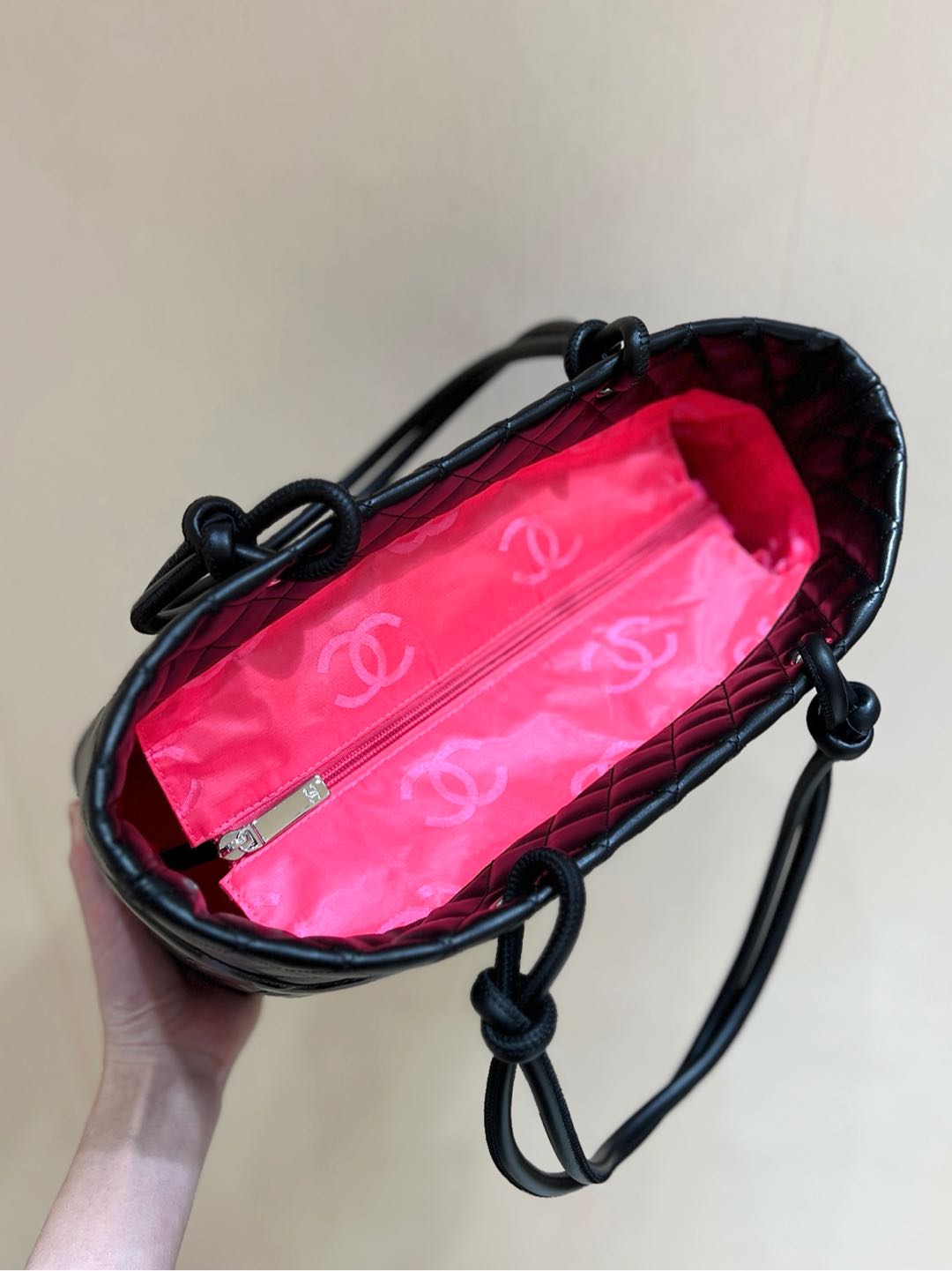 CHANEL Cambon Tote 30cm Black Quilted Calfsin