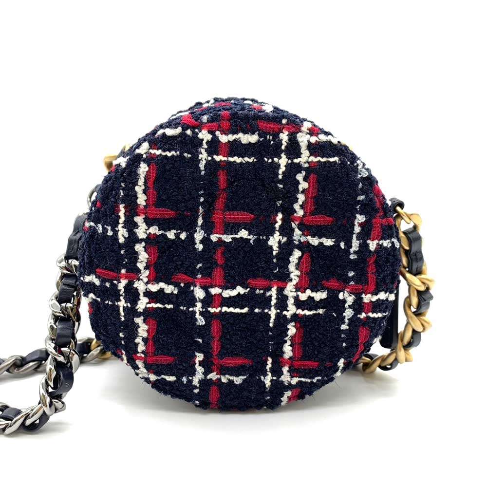 Chanel Tweed Round Clutch Mini Chain Shoulder Bag Crossbody in New Condition