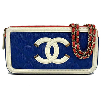 Chanel Caviar Skin Matelasse Filigree Shoulder Bag Blue