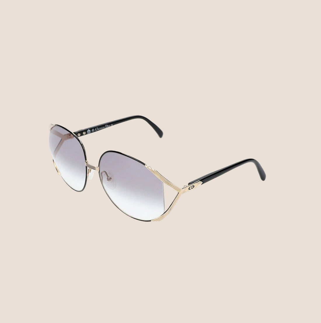 CHRISTIAN DIOR BLACK & GOLD OVERSIZED SUNGLASSES