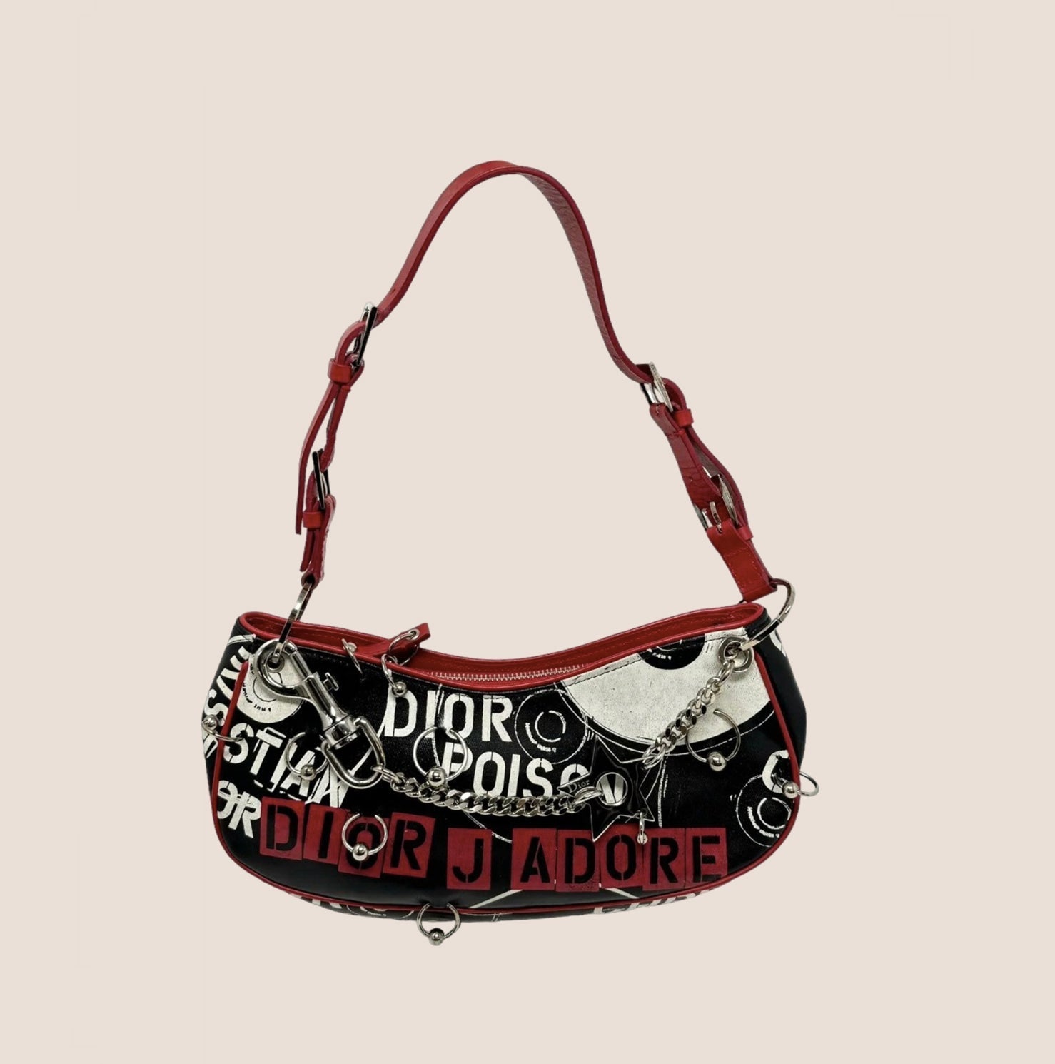 CHRISTIAN DIOR 2004 PIERCED HARDCORE SHOULDER BAG
