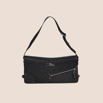 CHRISTIAN DIOR 2003 BLACK STREET CHIC ZIPPER SHOULDER BAG