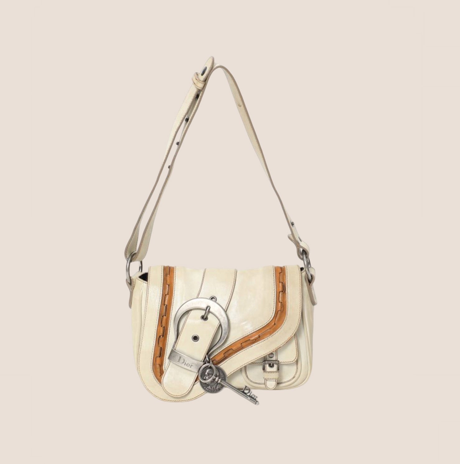 CHRISTIAN DIOR 2004 WHITE LEATHER MINI GAUCHO BAG