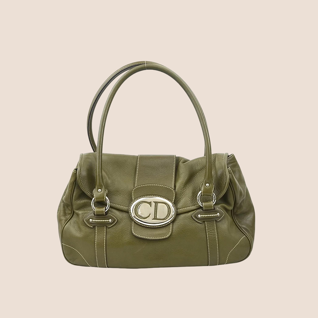 CHRISTIAN DIOR OLIVE GREEN ST. GERMAIN FLAP SHOULDER BAG