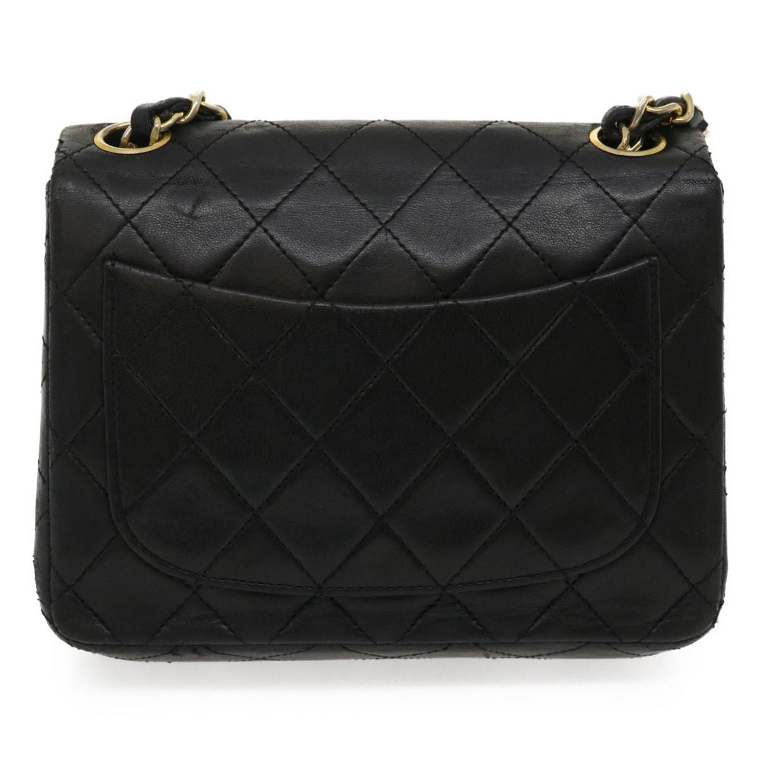 Top Quality Chanel Mini Matelasse Chain New Shoulder Bag Lamb Skin Black Gold Auth ai651A