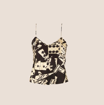 CHRISTIAN DIOR 2001 DOMINO SILK CAMISOLE TOP