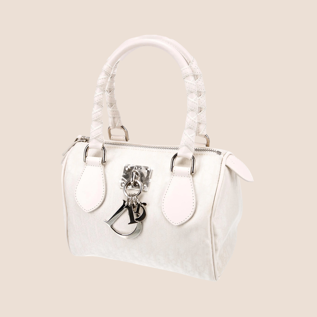 CHRISTIAN DIOR CREAM DIORISSIMO LOVELY CHARMS MINI BOSTON BAG