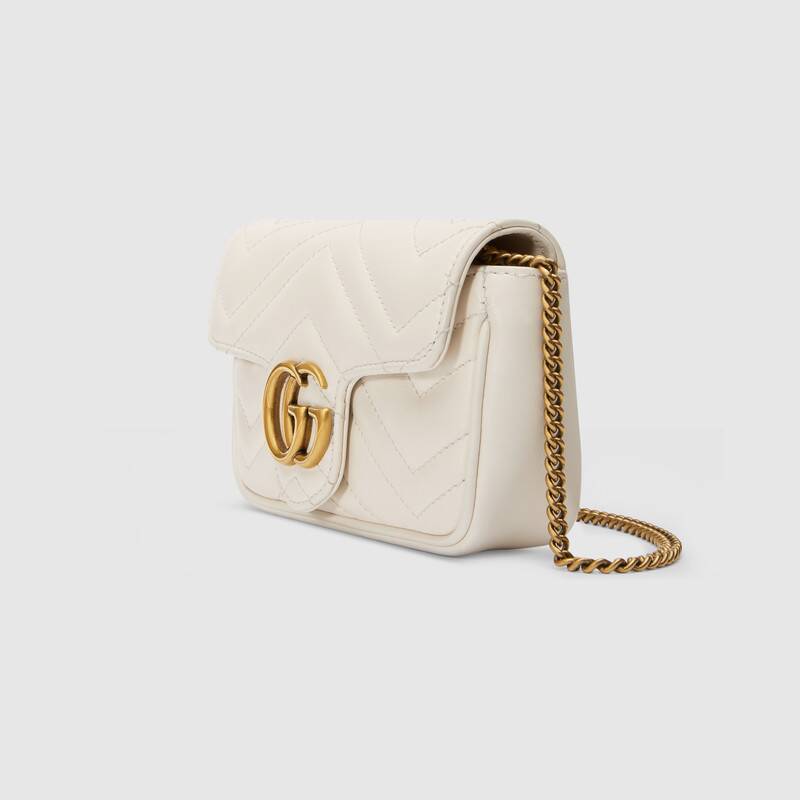Gucci GG Marmont Matelassé Super Mini Bag White Leather