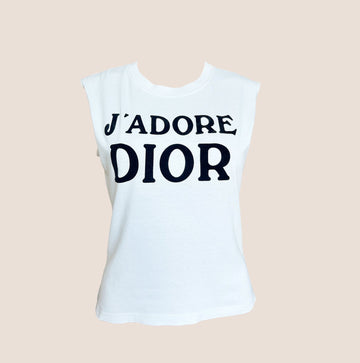 CHRISTIAN DIOR "J'ADORE DIOR" WHITE SLEEVELESS TANK TOP
