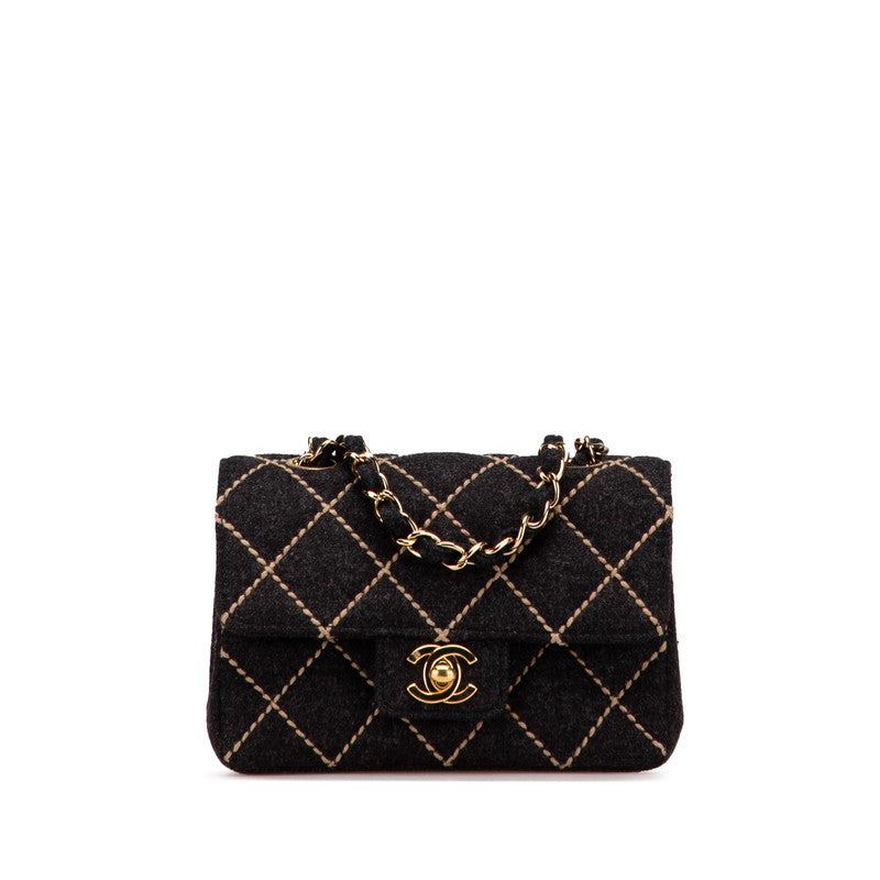 Chanel Mini Matelasse Wild Stitch Wool Shoulder Bag