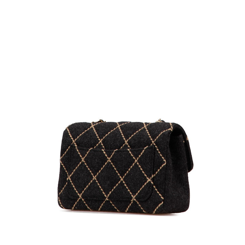 Chanel Mini Matelasse Wild Stitch Wool Shoulder Bag