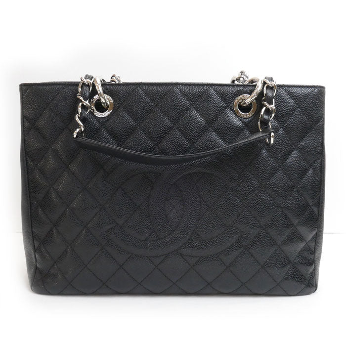Chanel Caviar Skin Chain Tote Bag Black