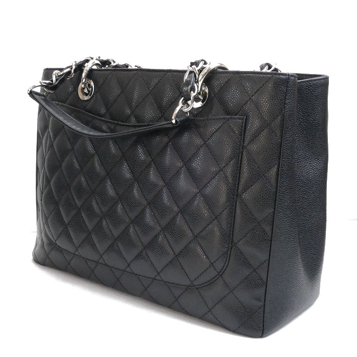 Chanel Caviar Skin Chain Tote Bag Black