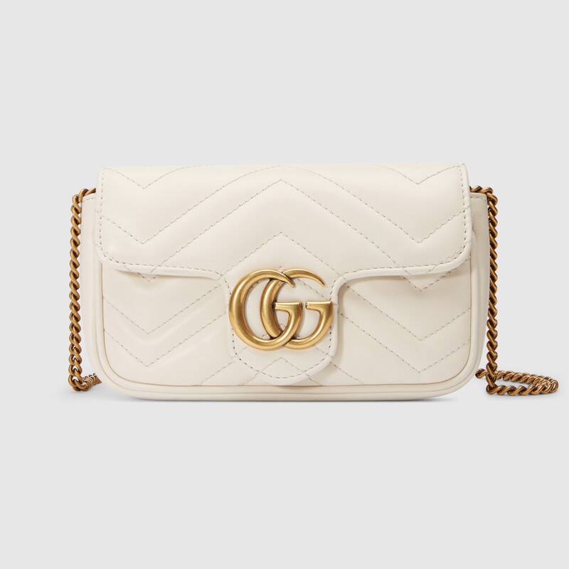 Gucci GG Marmont Matelassé Super Mini Bag White Leather