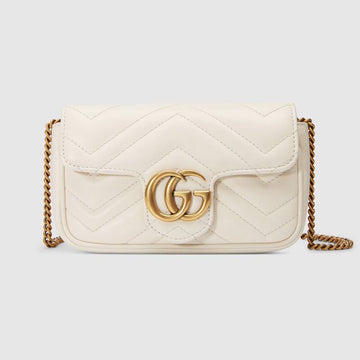 Gucci GG Marmont Matelassé Super Mini Bag White Leather