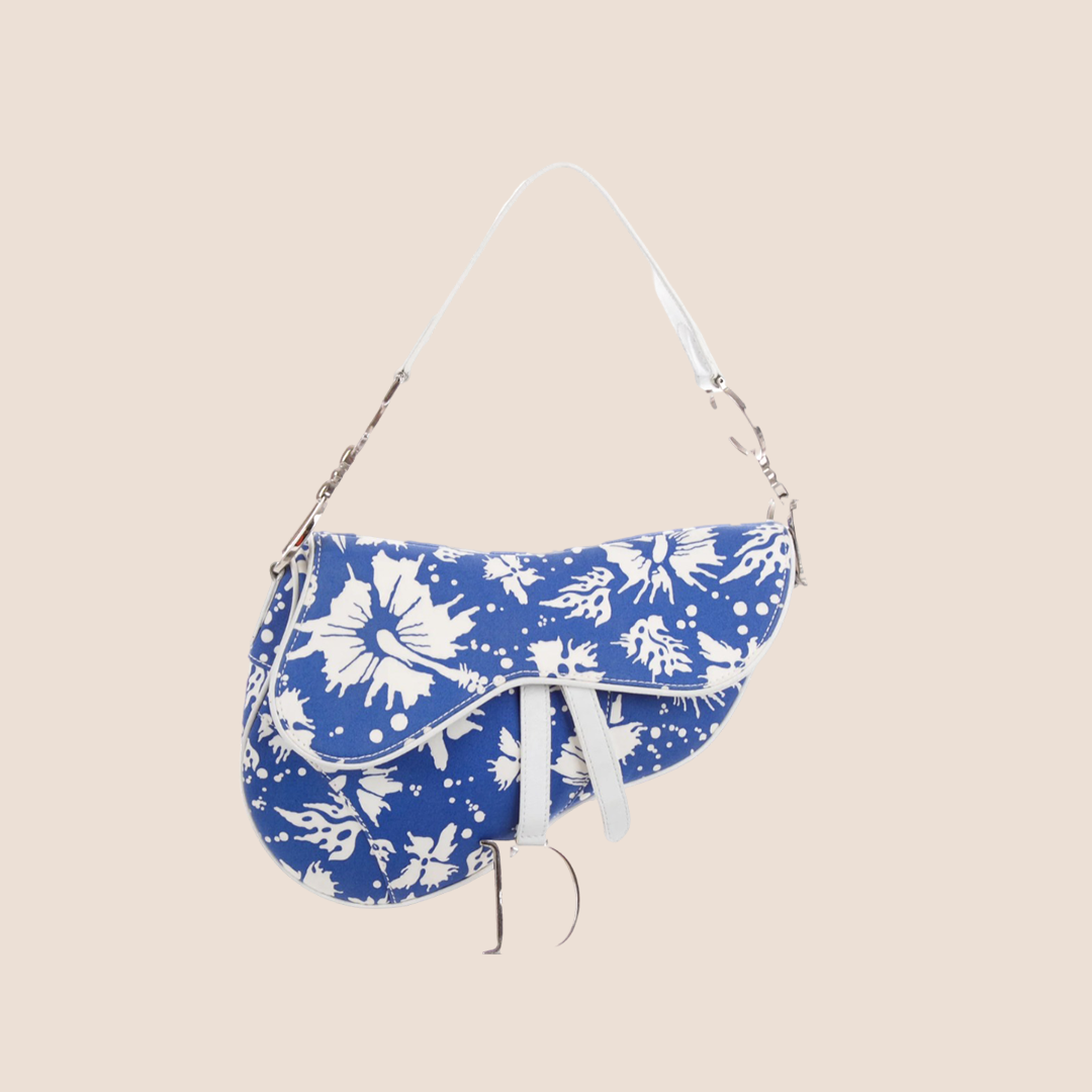CHRISTIAN DIOR 2004 SURF CHICK FLORAL SADDLE BAG