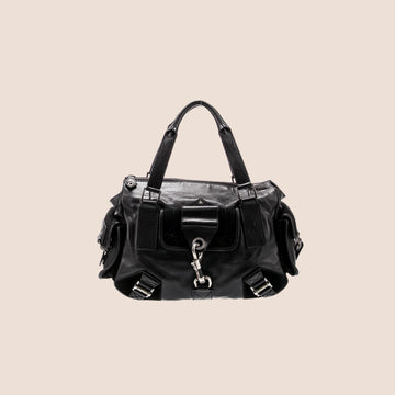 CHRISTIAN DIOR 2006 BLACK SUEDE REBELLE HOBO BAG