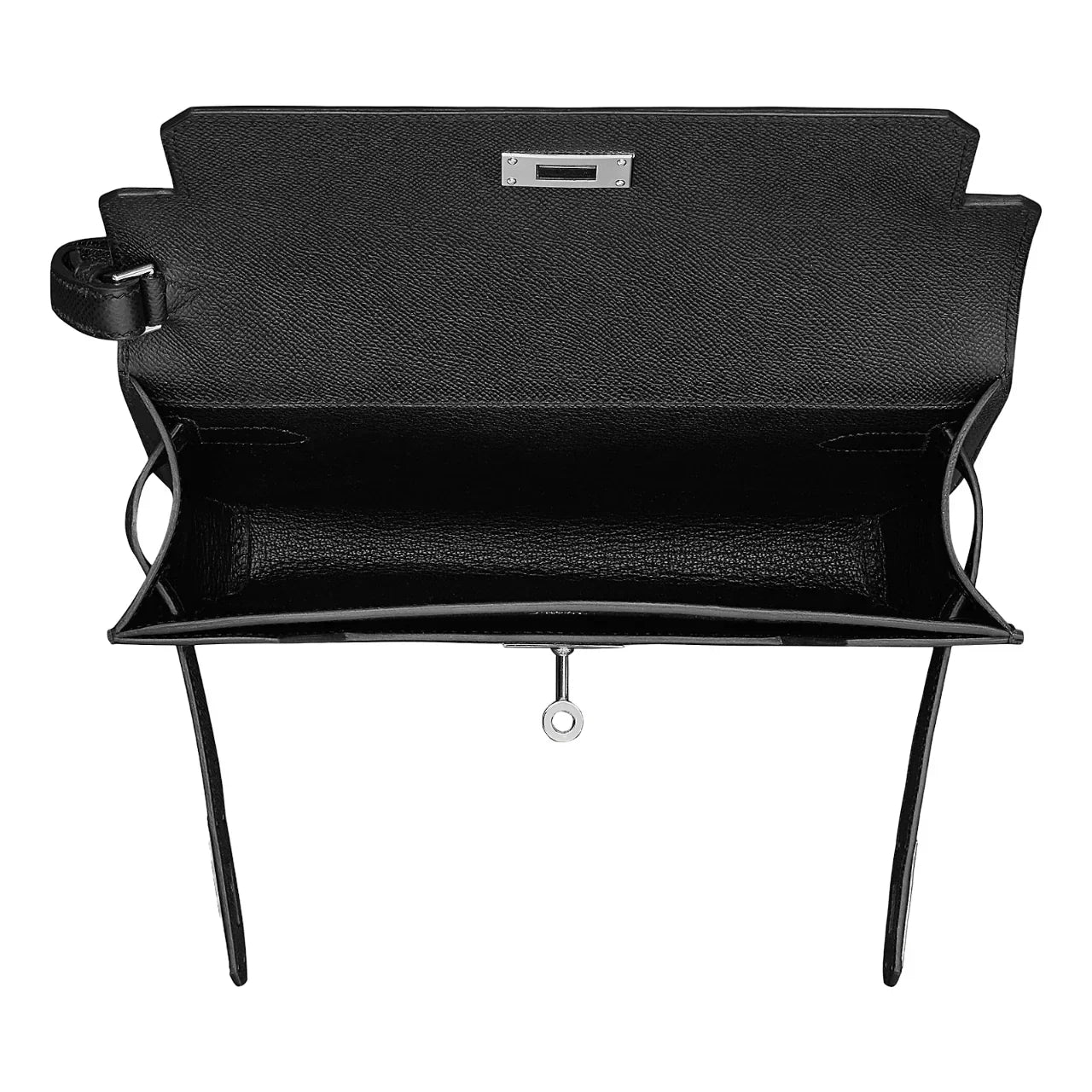 Hermes Kelly Depeches Pouch 25 Noir / Silver - Togo