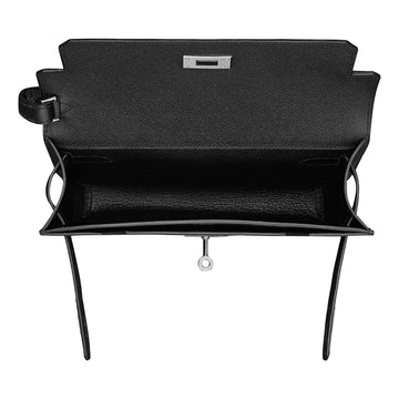 Hermes Kelly Depeches Pouch 25 Noir / Silver - Togo