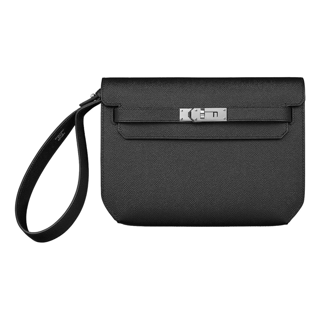 Hermes Kelly Depeches Pouch 25 Noir / Silver - Togo