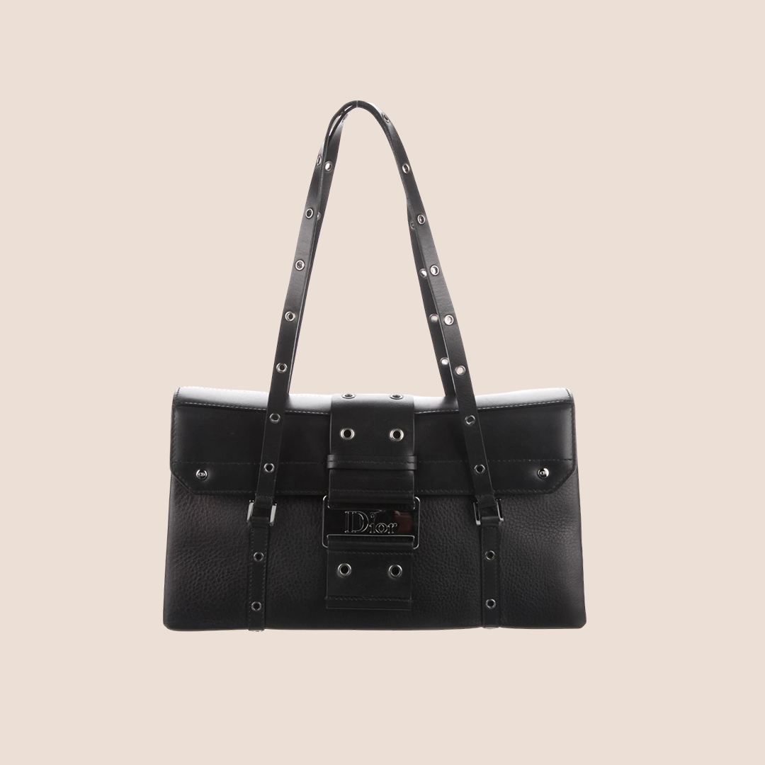 CHRISTIAN DIOR 2002 BLACK STREET CHIC BOXY SHOULDER BAG