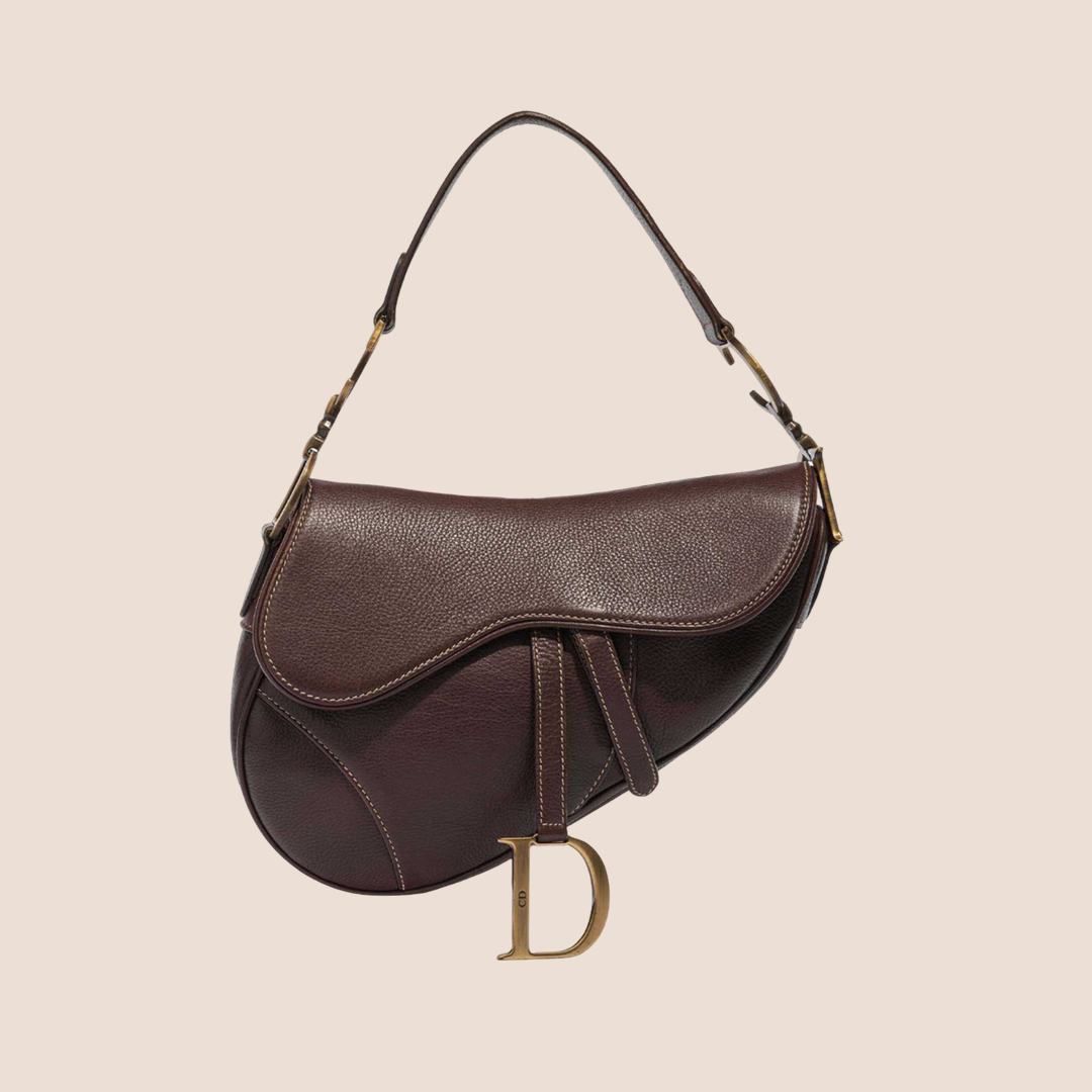CHRISTIAN DIOR 2000 BROWN LEATHER SADDLE BAG