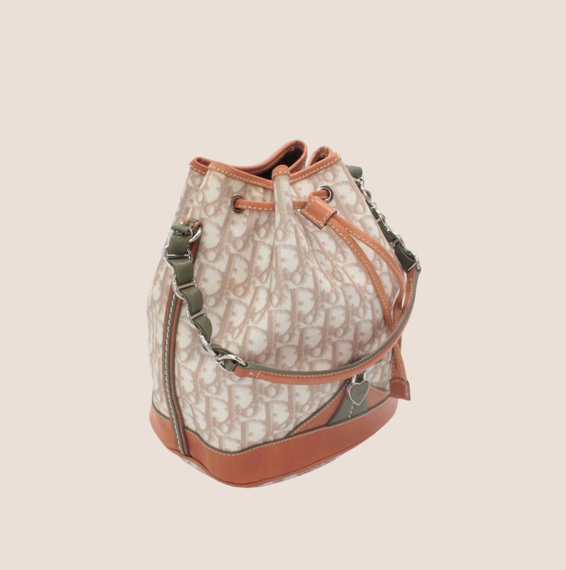 CHRISTIAN DIOR 2007 BEIGE & KHAKI ROMANTIQUE BUCKET BAG